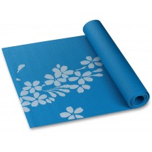 Коврик для йоги и фитнеса INDIGO PVC с рисунком Цветы YG03P 173*61*0,3 см Синий